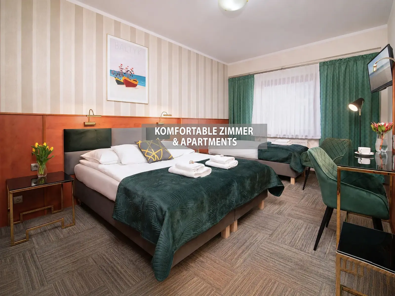 Komfortables Doppelzimmer mit Frühstück im Rejs B&B Władysławowo an der Ostsee
